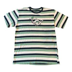 Spirited Away Shirt Mens Large Green Stripes Studio Ghibli Dragon Japanese Anime